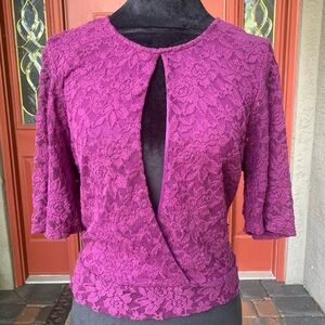 Charlotte Russe Romantic Lace Keyhole Purple Top